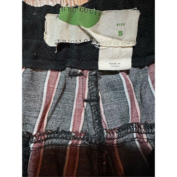 ANTHROPOLOGIE Striped Silky Tie Joggers in Black/Red sz small - Picture 6 of 14